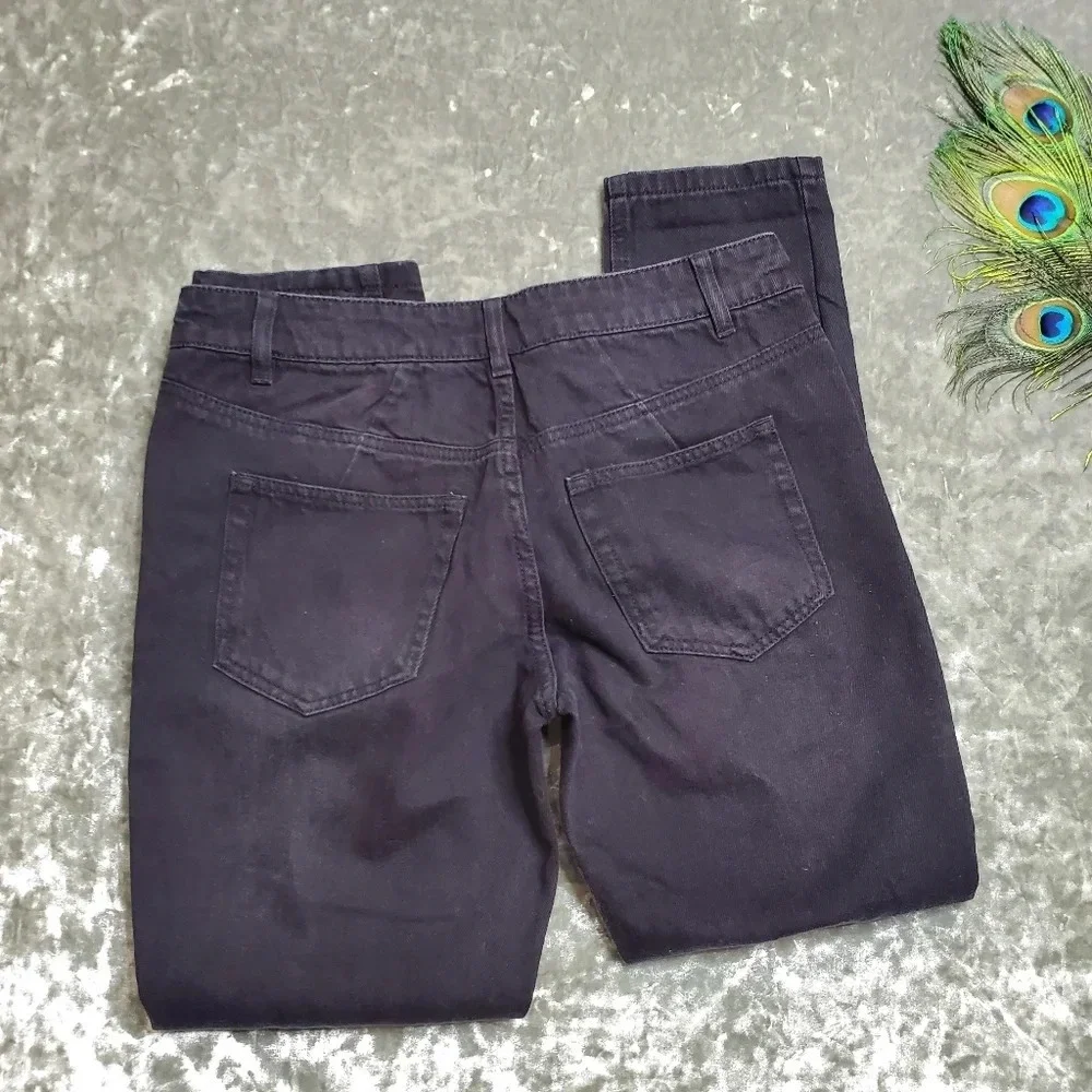 AFRM Black Distressed Button Front Jeans